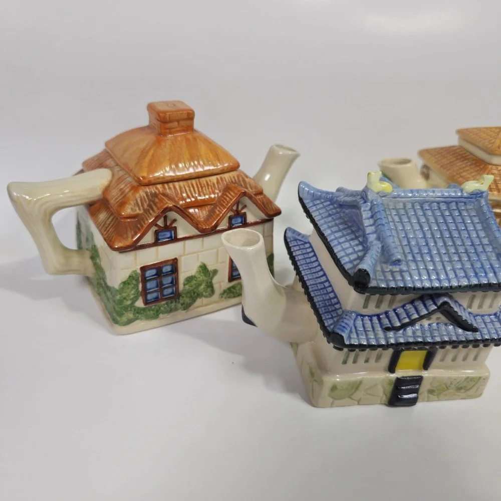 House of Katayama 1982 Set Of 3 New Mini Teapots, Creamer, Japan Mini House